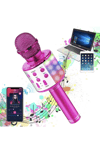 Bluetooth bağlantılı pembe karaoke mikrofonu, hoparlör özellikli, garantisiz - Elektronik
