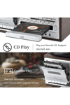Bluetooth kumandalı CD, kaset, USB, radyo ve 33-45-78 devir plak çalabilen pikap kahverengi