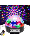 Bluetooth özellikli beyaz renkli ışıklı lazer led küre disko topu parti aydınlatması