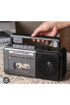 Bluetooth özellikli gri kaset çalar teyp, FM radyo, USB ve MP3 oynatıcı, 2 yıl garantili