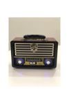 Bluetooth özellikli kahverengi nostaljik radyo USB AUX girişli uzaktan kumandalı hoparlör