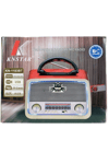Bluetooth özellikli şarjlı LED aydınlatmalı ahşap nostaljik radyo MP3 çalar gri 2 yıl garantili