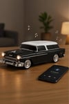 Bluetooth özellikli siyah nostaljik radyo led ışıklı USB TF FM radyo fonksiyonlu