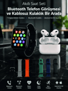 Bluetooth Telefon Görüşmeli Akıllı Saat Seti Kablosuz Bluetooth Kulaklık 7 Değiştirilebilir Kordon