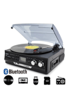 Bluetoothlu kumandalı hoparlörlü pikap radyo kaset usb mp3 çalar siyah 2 yıl garantili