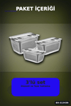 Bölmeli Süzgeçli 3 Parça Buzdolabı Organizer Seti 2.5-5-9 Litre Kilitli Kapak BX-313436