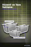Bölmeli Süzgeçli 3 Parça Buzdolabı Organizer Seti 2.5-5-9 Litre Kilitli Kapak BX-313436