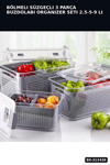 Bölmeli Süzgeçli 3 Parça Buzdolabı Organizer Seti 2.5-5-9 Litre Kilitli Kapak BX-313436
