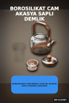 Borosilikat Cam Demlik 1200 Ml Akasya Saplı Süzgeçli Bulaşık Makinesinde Yıkanabilir BX-313587
