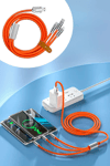 BUFFER®  3 Şarj Aleti 1 Arada Çinko Alaşım Hızlı Şarj Kablosu Turuncu