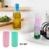BUFFER® 2 Adet Silikon Şişe Kapağı – Seyahat Tipi Sızdırmaz Elastik Şampuan, Losyon ve Parfüm Şişesi Koruyucu