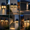 BUFFER® 2'li Solar Güneş Enerjili LED Duvar Apliği, Hareket Sensörlü, Şarjlı, Kablosuz Dış Mekân Bahçe ve Kapı Lambası