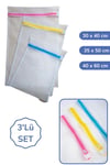 BUFFER® 3 Adet Çamaşır Yıkama Filesi Renkli Fermuarlı 3 Boy