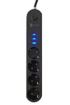 BUFFER® 4lü Siyah Anahtarlı 3 USB Li Akım Korumalı Topraklı Çocuk Korumalı Grup Priz 2 Metre