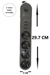 BUFFER® 4lü Siyah Anahtarlı 3 USB Li Akım Korumalı Topraklı Çocuk Korumalı Grup Priz 2 Metre