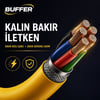 BUFFER® 4'ü 1 Arada Esnek Spiral Hızlı Şarj Kablosu, Araç İçi Yaylı Kablo, Type-C ve Lightning Uyumlu Çoklu Şarj Kablosu
