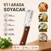 BUFFER® 5'i 1 Arada Çok Fonksiyonlu Sebze ve Patates Soyucu, Paslanmaz Çelik Bıçaklı, Ahşap Saplı Mutfak Jülyen Soyacak, Şişe Açacağı