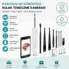 BUFFER® Beyaz Kablosuz HD Görüntülü Kulak Temizleme Kamerası, LED Işıklı Type-C Şarjlı iOS ve Android Uyumlu Kulak Temizleme Seti