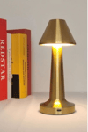 BUFFER® Çatı Model Gold Renk Şarjlı Dokunmatik 3 Renkli LED Masa Lambası