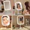 BUFFER® Dokunmatik LED Işıklı Kare Makyaj Aynası – Altı Organizer Kaseli, Ayarlanabilir Aydınlatmalı Masaüstü Makyaj ve Cilt Bakım Aynası