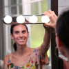 BUFFER® Kablosuz Parlak Banyo Stüdyo Makyaj Aynası Işığı Pilli Vantuzlu Taşınabilir 4 Led Ampul