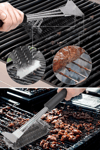 BUFFER® Mangal Izgara Temizleme Fırçası – Paslanmaz Çelik Telli, Uzun Saplı Grill Temizlik Aparatı Mangal Temizlik Fırçası