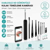 BUFFER® Siyah Kablosuz HD Görüntülü Kulak Temizleme Kamerası, LED Işıklı Type-C Şarjlı iOS ve Android Uyumlu Kulak Temizleme Seti