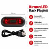 BUFFER USB Şarjlı Kırmızı LED Kask Flaşörü, Açma Kapama Düğmeli Siyah Oval Gövde, USB Kablolu 8,8 x 3,7 cm Kask Aydınlatma Işığı