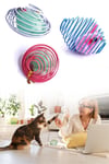 BUFFER® Yaylı Metal Fareli Kafes Kedi Oyun Topu Sıçrayan Spiral Kedi Topu
