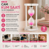Büyük Cam Kum Saati Cam Standlı= Çap: 7.5cm-yükseklik: 15cm Bx40