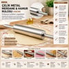 Çelik Metal Merdane - Hamur Rulosu 40cm Bx40