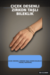 Çiçek Desenli Zirkon Taşlı Kadın Bileklik - Pirinç Materyal - Tekli Takı BX-313605