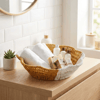 Çiçek Model Çift Renkli Plastik Rattan Ekmek Ve Meyve Sepeti - Çok Amaçlı Banyo Ve Mutfak Düzenleyici - Yıkanabilir Organizer Bx40