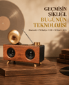 Çift Hoparlörlü Retro Bluetooth Speaker 1800mAh Bataryalı AUX USB SD Kartlı