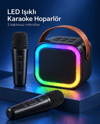 Çift Kablosuz Mikrofonlu LED Işıklı Bluetooth Karaoke Hoparlör Seti