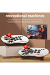 Çift kişilik retro joystickli beyaz oyun konsolu, 4K HD görüntü, oyun, bluetooth yok
