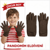 Çocuk Boy Pandomim Eldiveni Beyaz Puantiyeli Kahve Renk Gösteri Eldiveni 23 Nisan 19 Mayıs Bx40