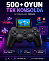 Çocuklar ve Yetişkinler İçin Uygun 500 Oyunlu Taşınabilir Mini Retro El Konsolu