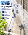 Çok Fonksiyonlu Filtreli Duş Başlığı 6 Farklı Sprey Modu Büyük Panel Beyaz
