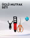Çok Fonksiyonlu Mutfak Makas Seti – 3 Makas, Bileyici ve Soyacak Dahil