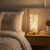 Dalgalı Silindirik Kristal Kareli Model Led Masa Lambası – Gold Tabanlı, Dokunmatik, 3 Renk Işık Modlu, Şarjlı Modern Dekoratif Gece Lambası Bx40