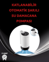 Damacana Üstü Akıllı Su Pompası | 3 Damacana Kullanım | 4W Güç | Micro USB Şarjlı | Katlanabilir & Taşınabilir