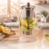 Detoks Sürahisi - 1500 ml - Paslanmaz Çelik Filtre - Cam