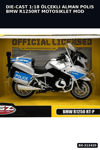 Die-Cast 1:18 Ölçekli Alman Polis BMW R1250RT Motosiklet Modeli 1 Adet BX-313420