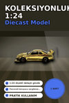 Diecast Metal 1/24 R34 GTR Model Araba - 14 Yaş ve Üzeri Koleksiyon İçin Tekli Paket BX-313407