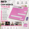 Dijital - Pilli Renkli Cam Banyo Baskül Terazi Tartı Lcd Ekran 180kg/50gr 26x26cm İ11-024 Bx40