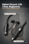 Dijital Ekranlı Boyun Bantlı Bluetooth Kulaklık Mikrofonlu Çift Cihaz Bağlantılı Kablosuz BX-313559