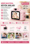 Dijital fotoğraf makinesi 2.0 inç ekran 1080p çözünürlük SD kart destekli pembe - 80-1600 ISO
