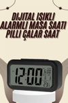Dijital Masa Saati Termometreli Takvim Çalar Saat Led Ekran Pilli