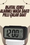 Dijital Masa Saati Termometreli Takvim Çalar Saat Led Ekran Pilli